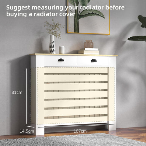 HOMCOM 95.5H x 111Wcm Radiator Cover, with Drawer - White