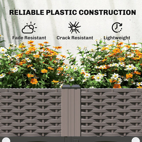 Outsunny Raised Garden Bed with Arch Trellis, Raised Bed for Garden on Wheels with Side Trellis, Self Watering Planter Box
