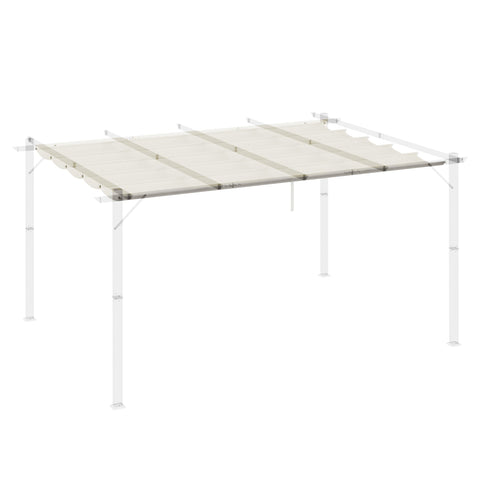 Outsunny Retractable Pergola Shade Cover, Replacement Canopy for 4 x 3 (m) Pergola, Retractable Roof, Cream White