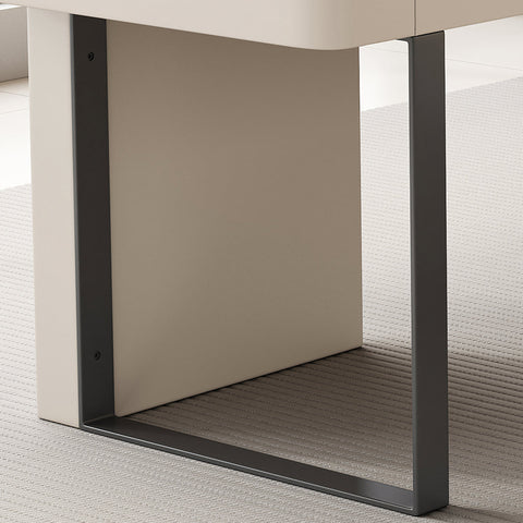 Elena Modern Office Desk, Wood, Cream & Walnut