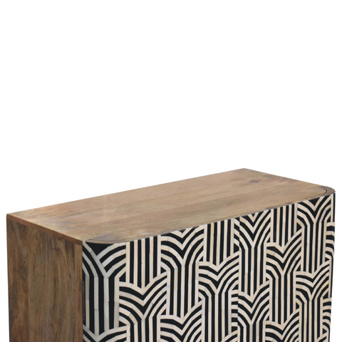 Artisan Furniture Solid Mango Wood Edessa Bone Inlay Cabinet