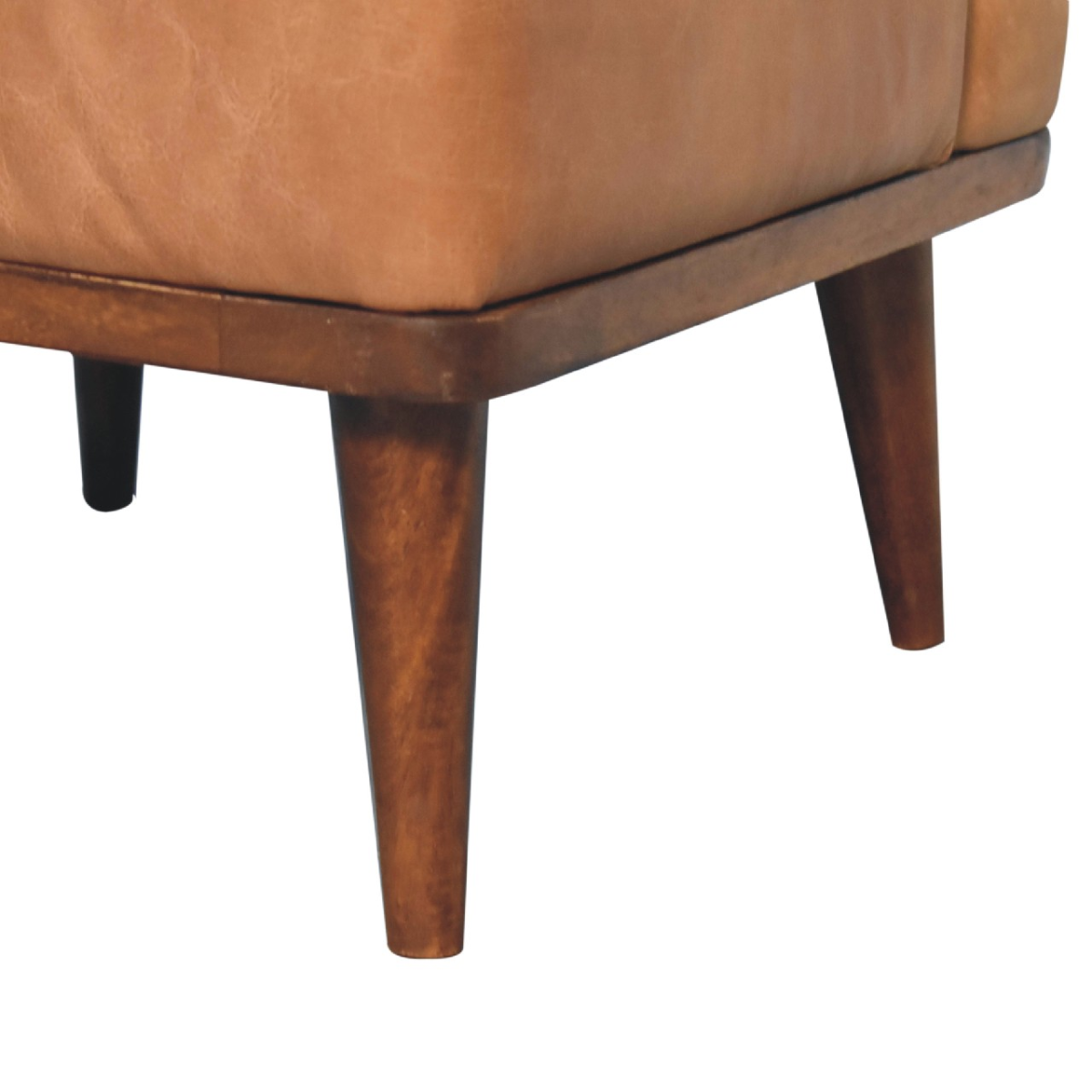 Artisan Furniture Solid Mango Wood Tan Buffalo Backrest Footstool