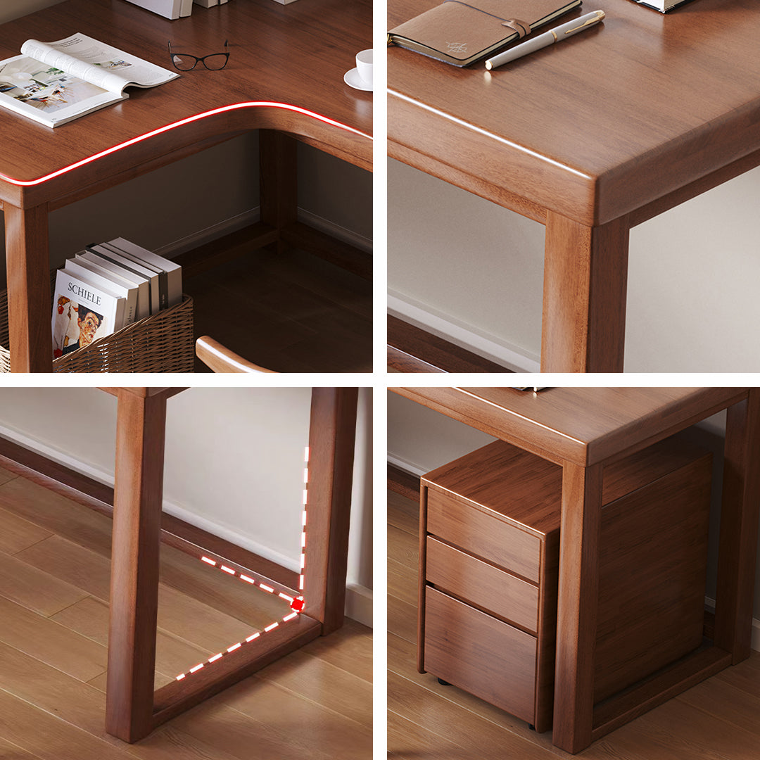 Amari L Shape Office Desk With Chest of Drawers, More Colors