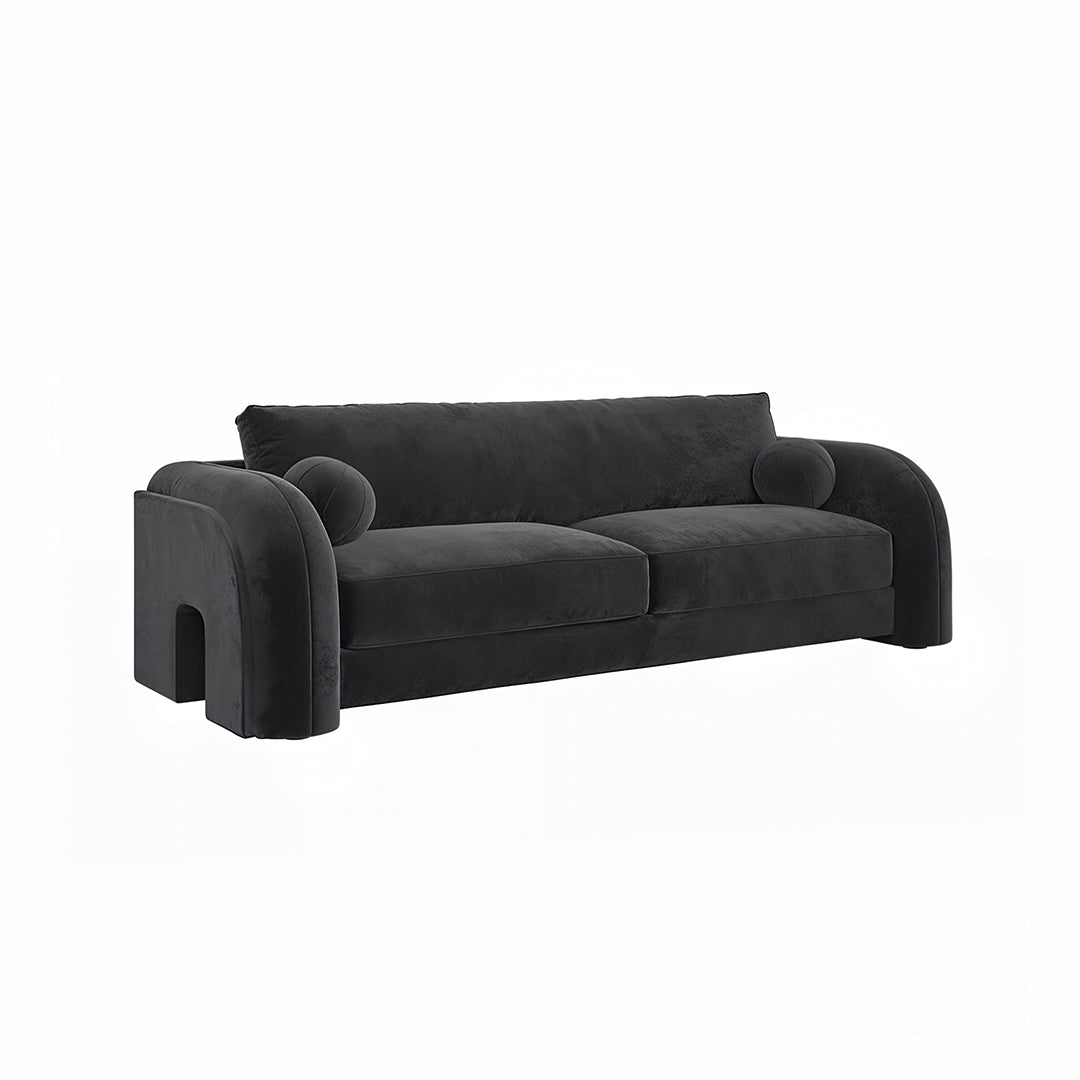 Afolabi Curved Two Seater Sofa, Velvet