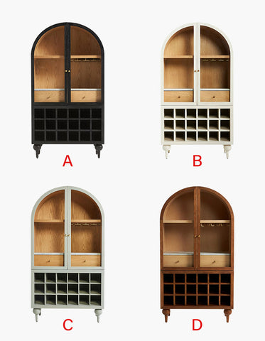 Akhtar Pahlavi Wine Sideboard With Glass Door & Wine Rack, Solid Wood