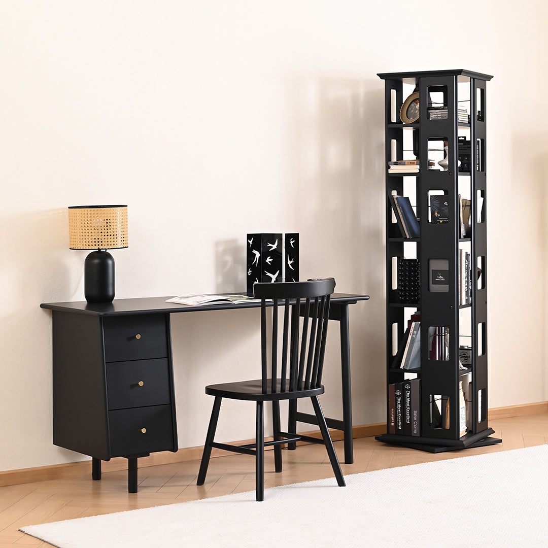 Bartholomew Rotating Bookshelf, Magazine Rack, Solid Wood