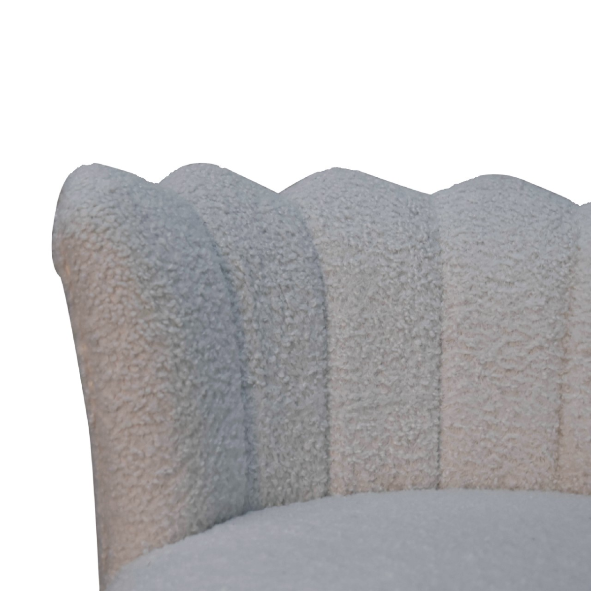 Artisan Furniture Solid Mango Wood White Boucle Swivel Chair