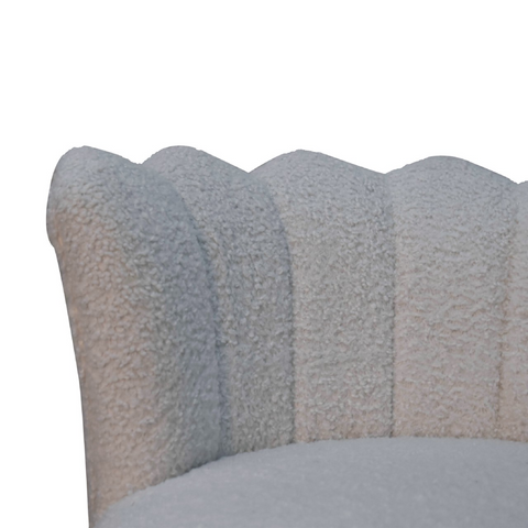 Artisan Furniture Solid Mango Wood White Boucle Swivel Chair