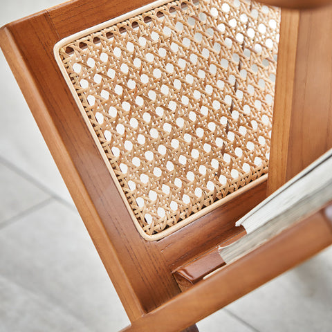 Lucas Side Table With Magazine Rack, Solid Wood & Rattan