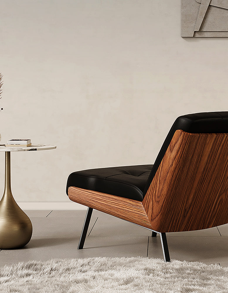 Vasilev Armchair, Leather Lounge Chair, W/O Armrests