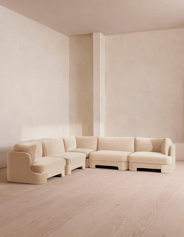 Laird L Shape Four Seater Sofa, Modular Corner Sofa, Velvet