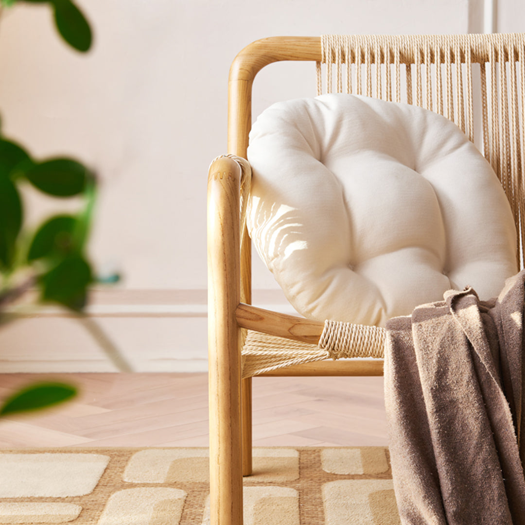 Zubkov Lounge Chair, Rattan & Solid Wood, Oak