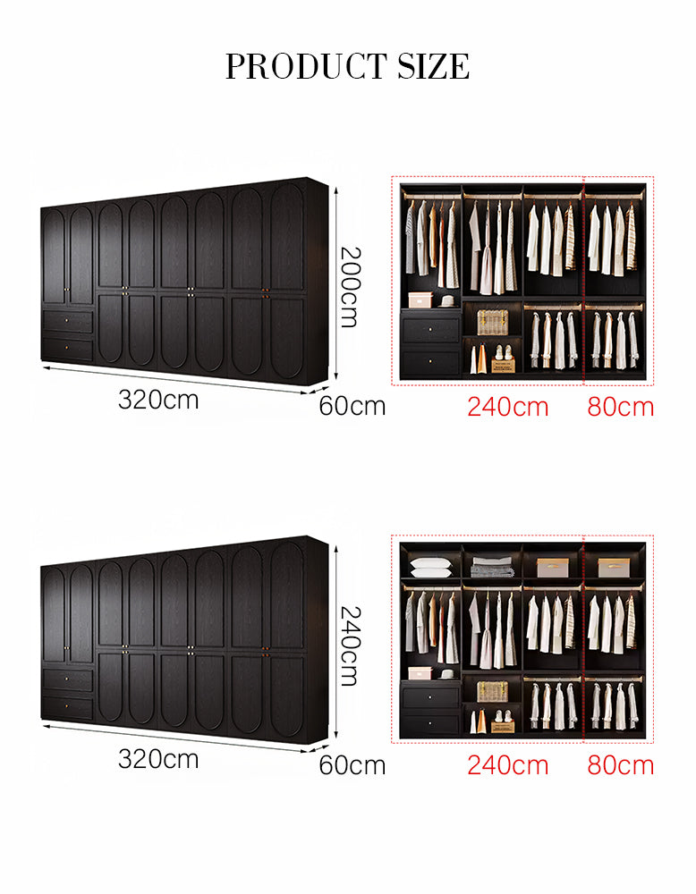 Novak Large Wardrobe, 2 Door Wardrobe, More Sizes, Black