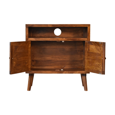 Artisan Furniture Solid Mango Wood Tova Open Shelf Cabinet