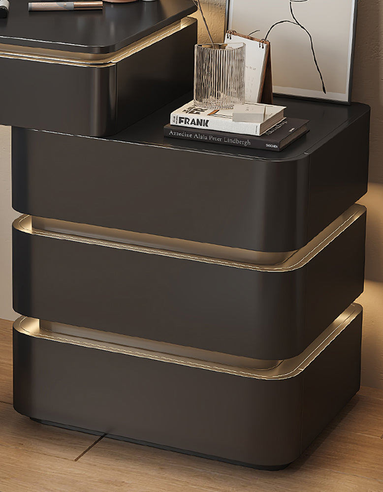 Grant Dressing Table With Big LED Mirror, Black/Cream