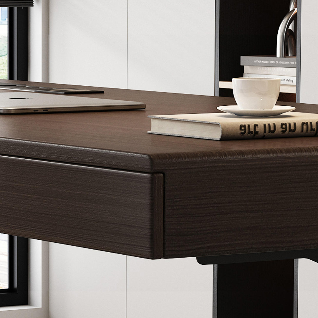 Moreno Electric Standing Office Desk With Storage, Solid Wood