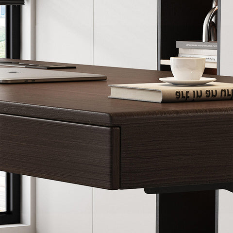 Moreno Electric Standing Office Desk With Storage, Solid Wood