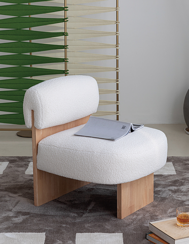 Evander Boucle Armchair with Wooden Frame