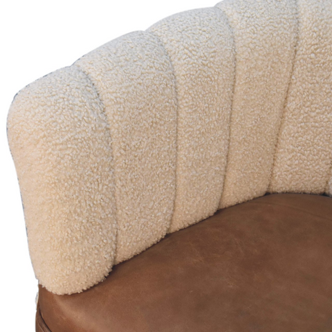 Artisan Furniture Solid Mango Wood Boucle Cream Buffalo Armchair