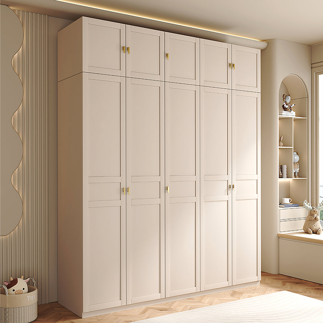 Leclerc Tall Wooden Wardrobe, Cream
