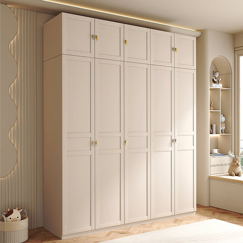 Leclerc Tall Wooden Wardrobe, Cream
