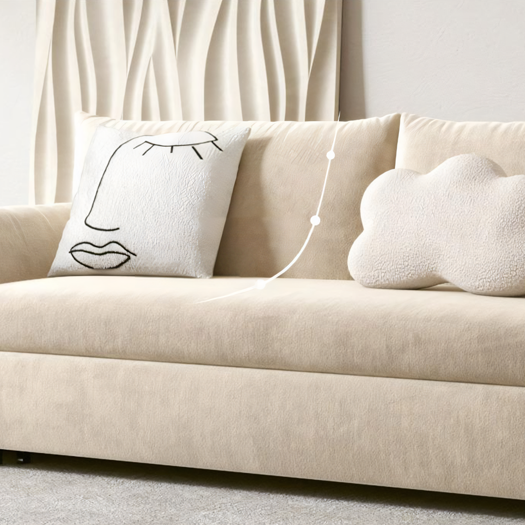 Meera Two Seater Sofa Bed with Storage, Suede