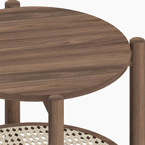 Fadli Round Side Table, Rattan