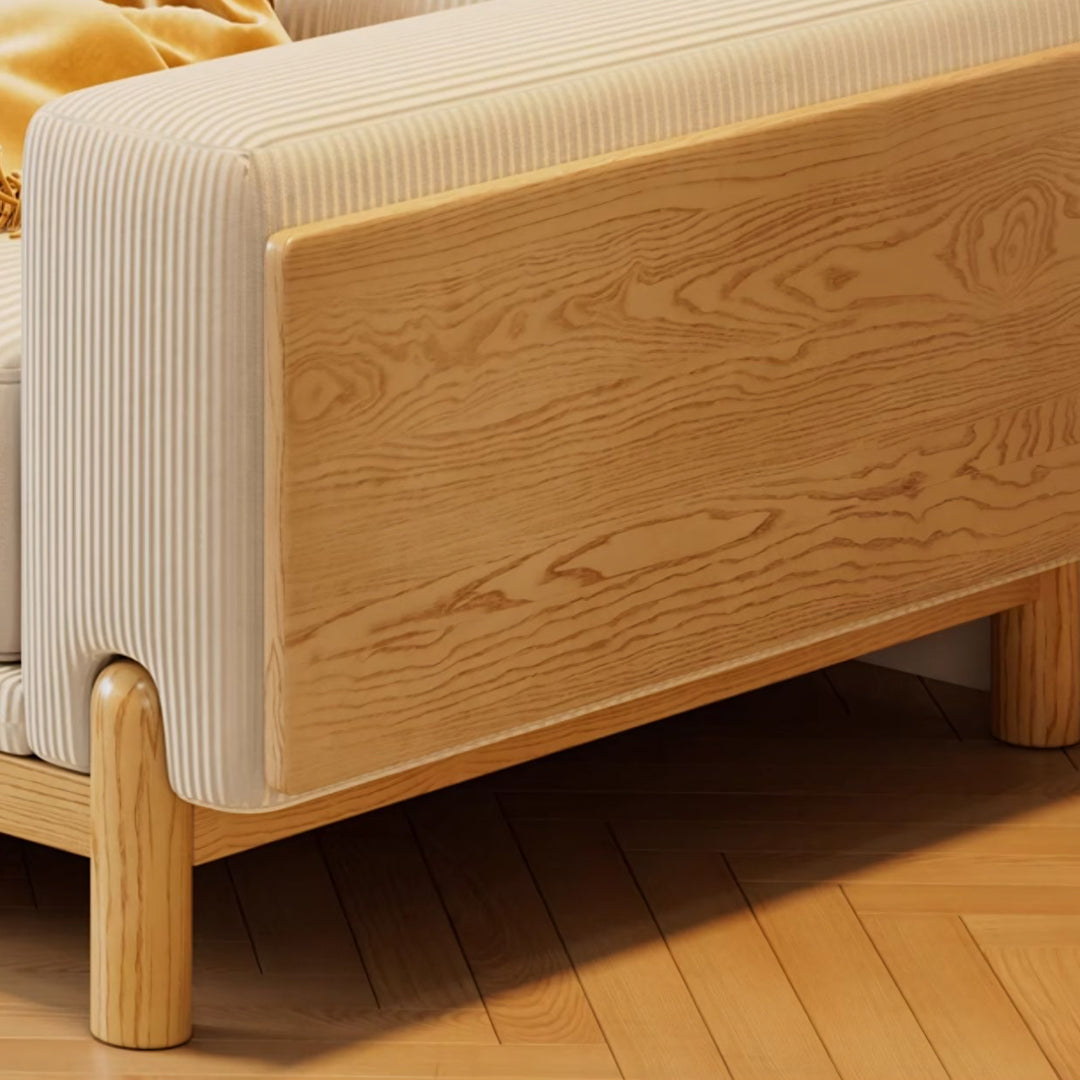 Catalina Cloud Sofa,  Two Seater, Three Seater Sofa, Cream Corduroy, Cherry Wood