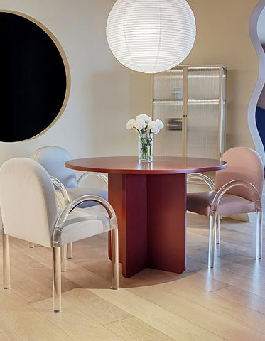 Yadav Glass Top Dining Table, Round Accent Table