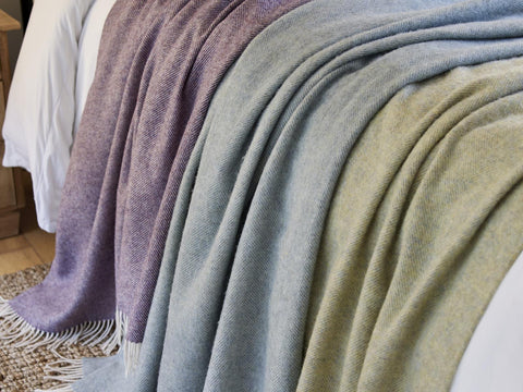 XL Herringbone Shetland Pure New Wool Throws