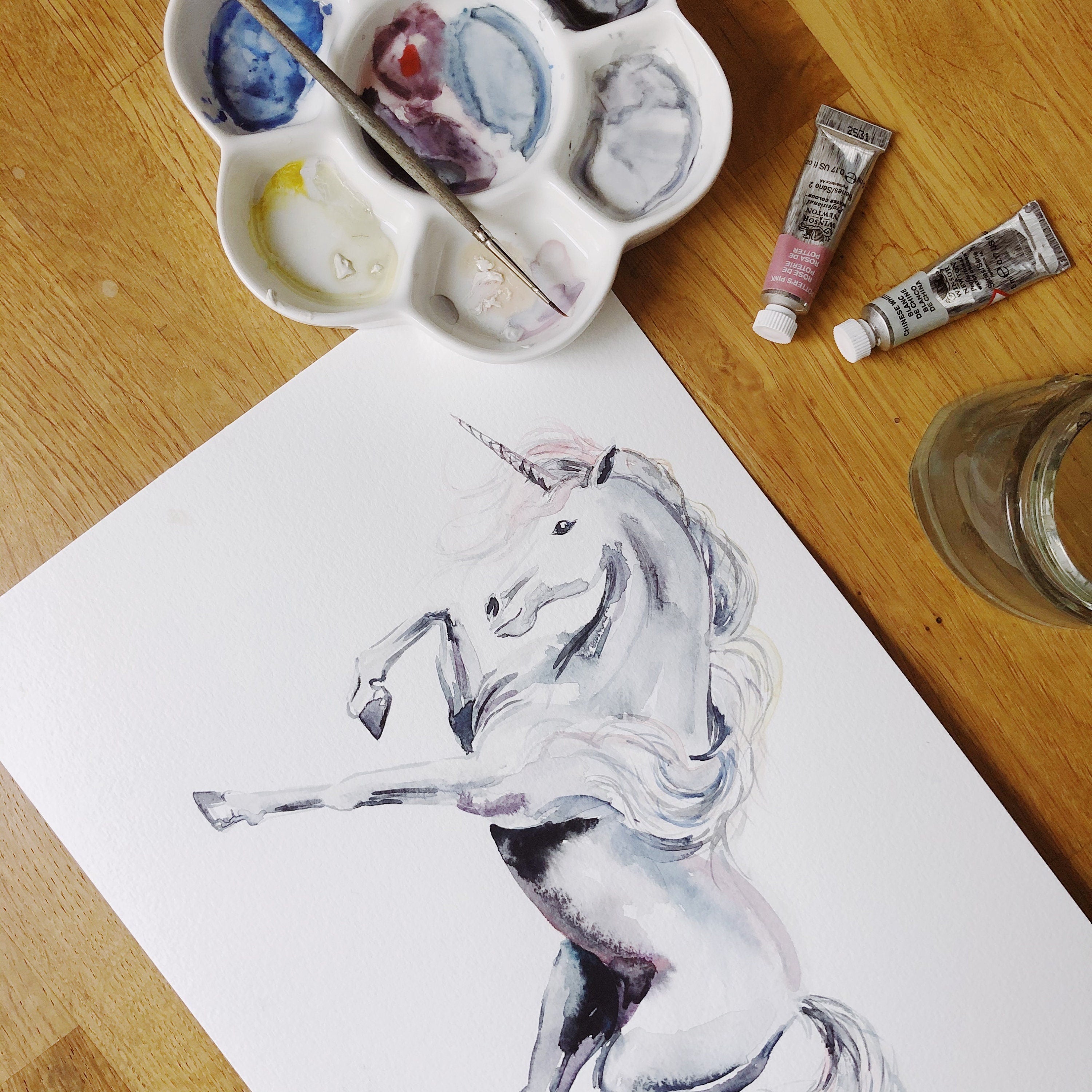 Watercolour Unicorn Wallpaper | Rainbows & Stars