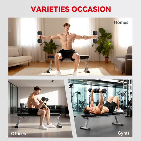 HOMCOM 2x20KG Rubber Hex Dumbbell Portable Hand Weights Dumbbell Home Gym