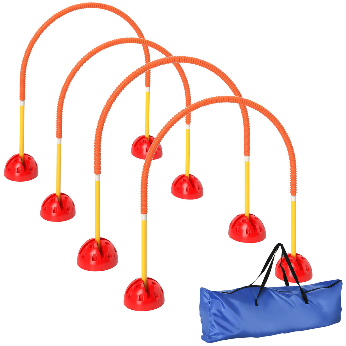 PawHut 4 Piece Dog Agility Training Equipment with 4 Adjustable Width Doors, Carry Bag, for Garden, Orange