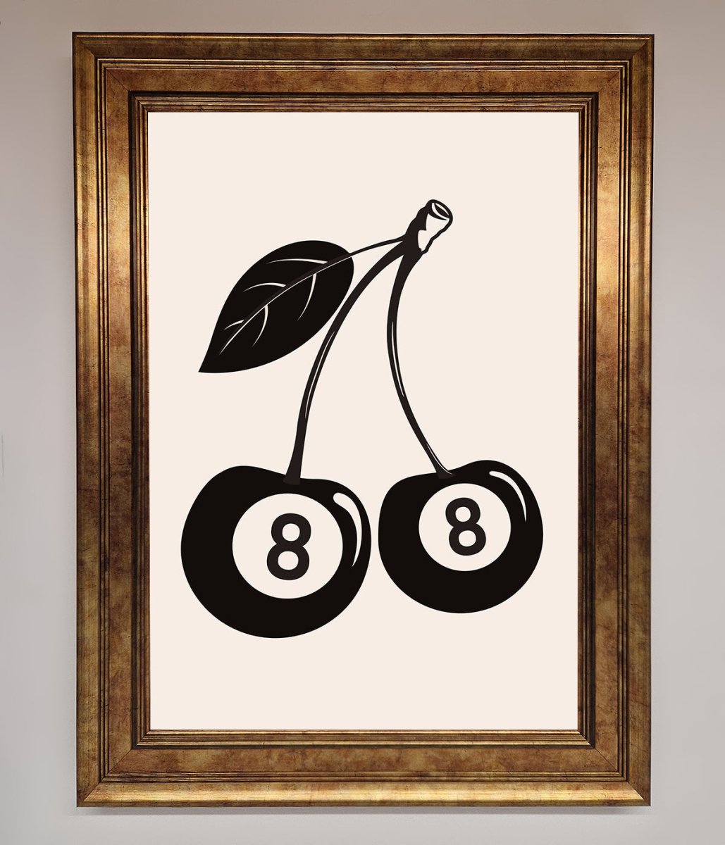 8 Ball Cherries Framed Wall Art