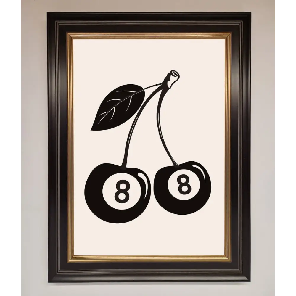 8 Ball Cherries Framed Wall Art - A3 (29.7 x 42 cm) / Black Gold - Framed Print