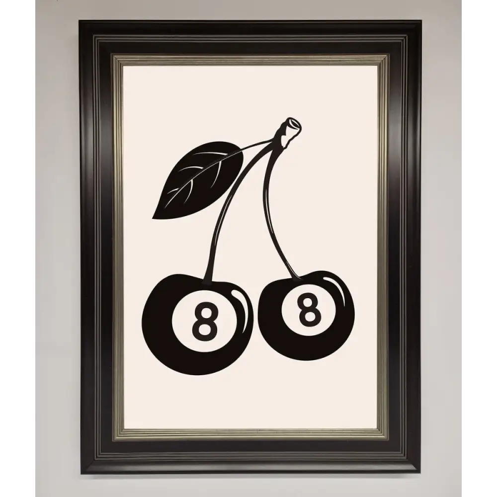 8 Ball Cherries Framed Wall Art - A3 (29.7 x 42 cm) / Black Silver - Framed Print