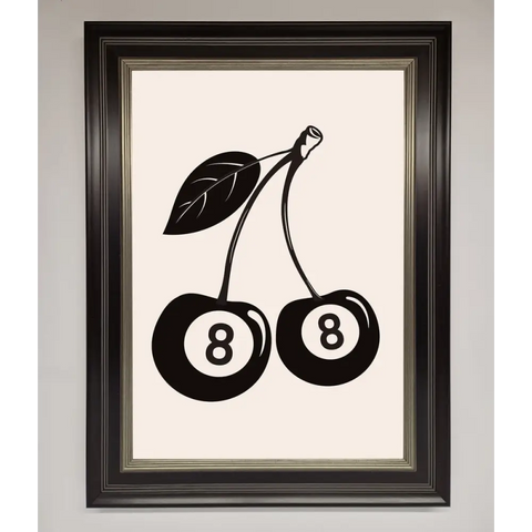 8 Ball Cherries Framed Wall Art - A3 (29.7 x 42 cm) / Black Silver - Framed Print