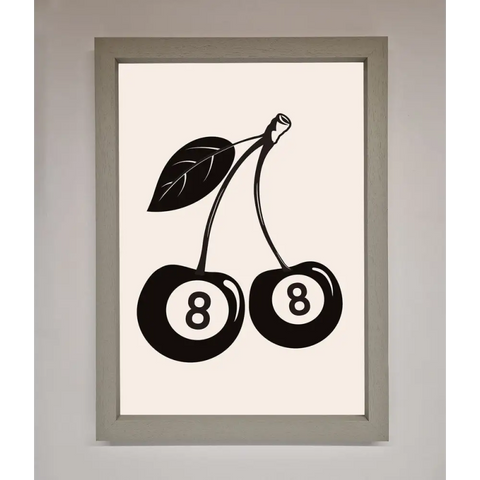 8 Ball Cherries Framed Wall Art - A3 (29.7 x 42 cm) / Grey - Framed Print