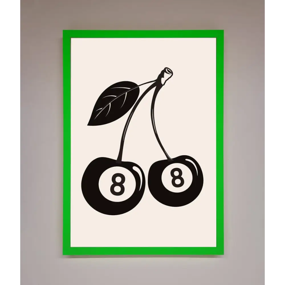 8 Ball Cherries Framed Wall Art - A3 (29.7 x 42 cm) / Neon Dark Green - Framed Print