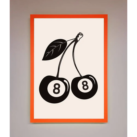 8 Ball Cherries Framed Wall Art - A3 (29.7 x 42 cm) / Neon Orange - Framed Print