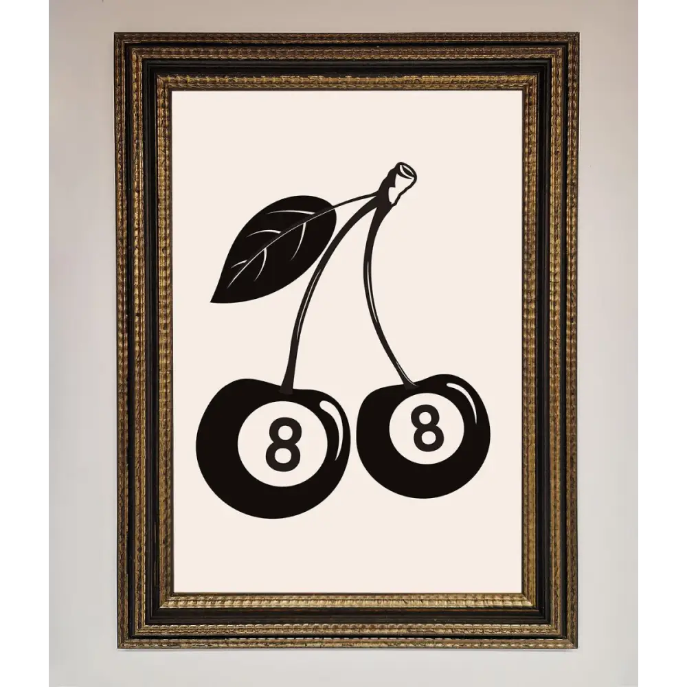 8 Ball Cherries Framed Wall Art - A3 (29.7 x 42 cm) / Ornate Gold Black - Framed Print