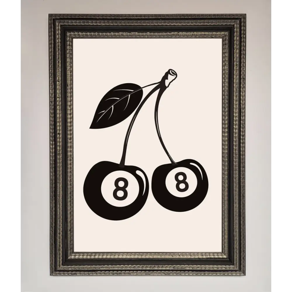 8 Ball Cherries Framed Wall Art - A3 (29.7 x 42 cm) / Ornate Silver Black - Framed Print