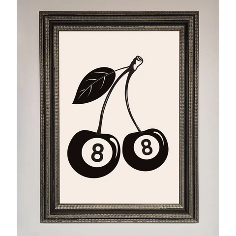 8 Ball Cherries Framed Wall Art - A3 (29.7 x 42 cm) / Ornate Silver Black - Framed Print