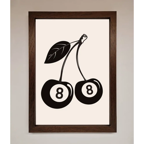 8 Ball Cherries Framed Wall Art - A3 (29.7 x 42 cm) / Walnut - Framed Print