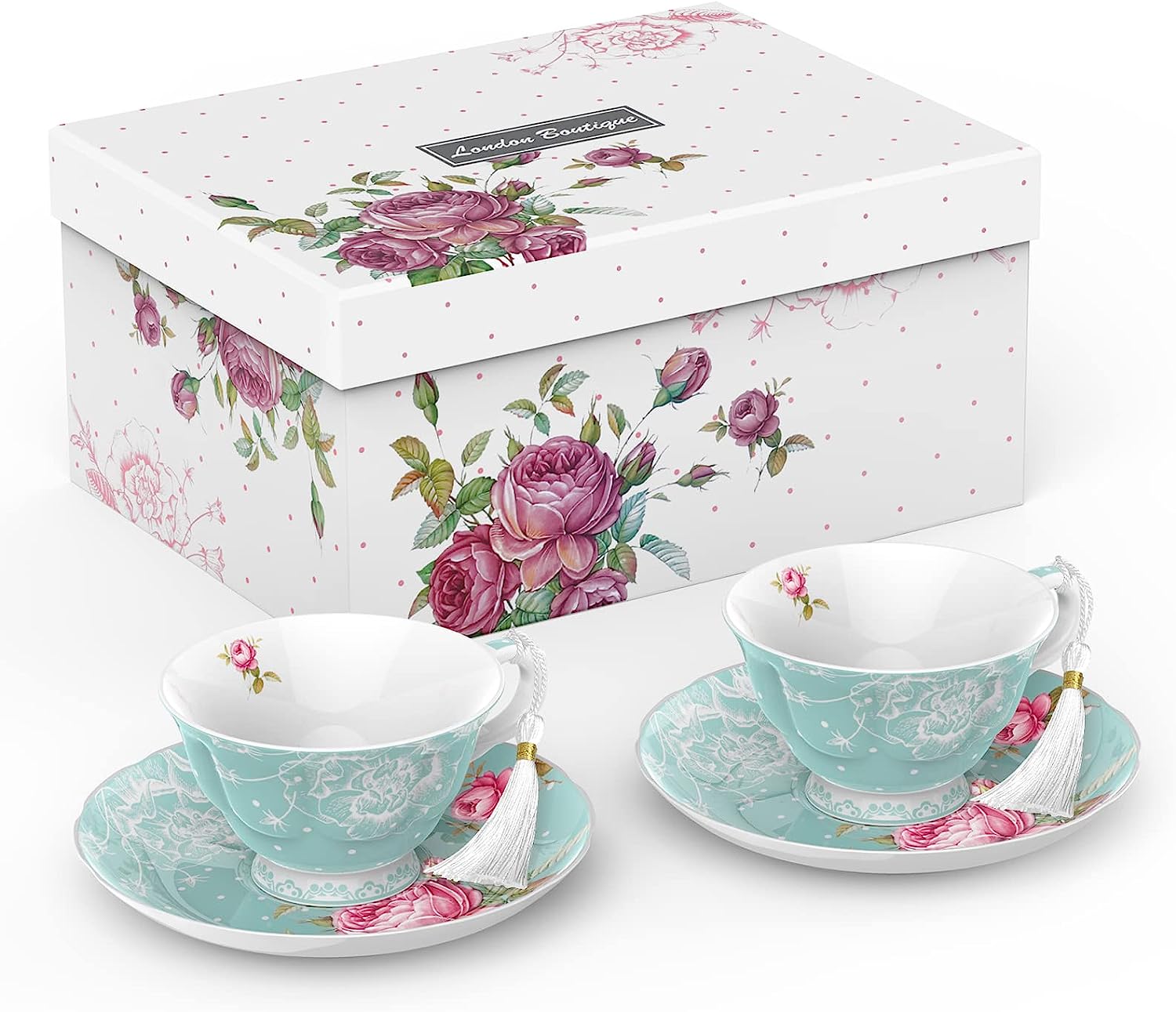 Mothers Day CoronationFamily Party Set Special 3 Tier Cake Stand 4 Plates 2 Cups 2 Saucers (Turquoise)