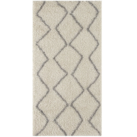 Moroccan Ivory Grey Shaggy Rug | 800