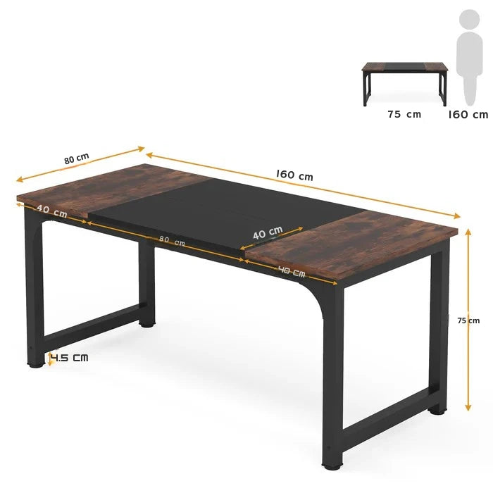 Modern Conference Table - Rectangular Meeting Desk for Computer Use