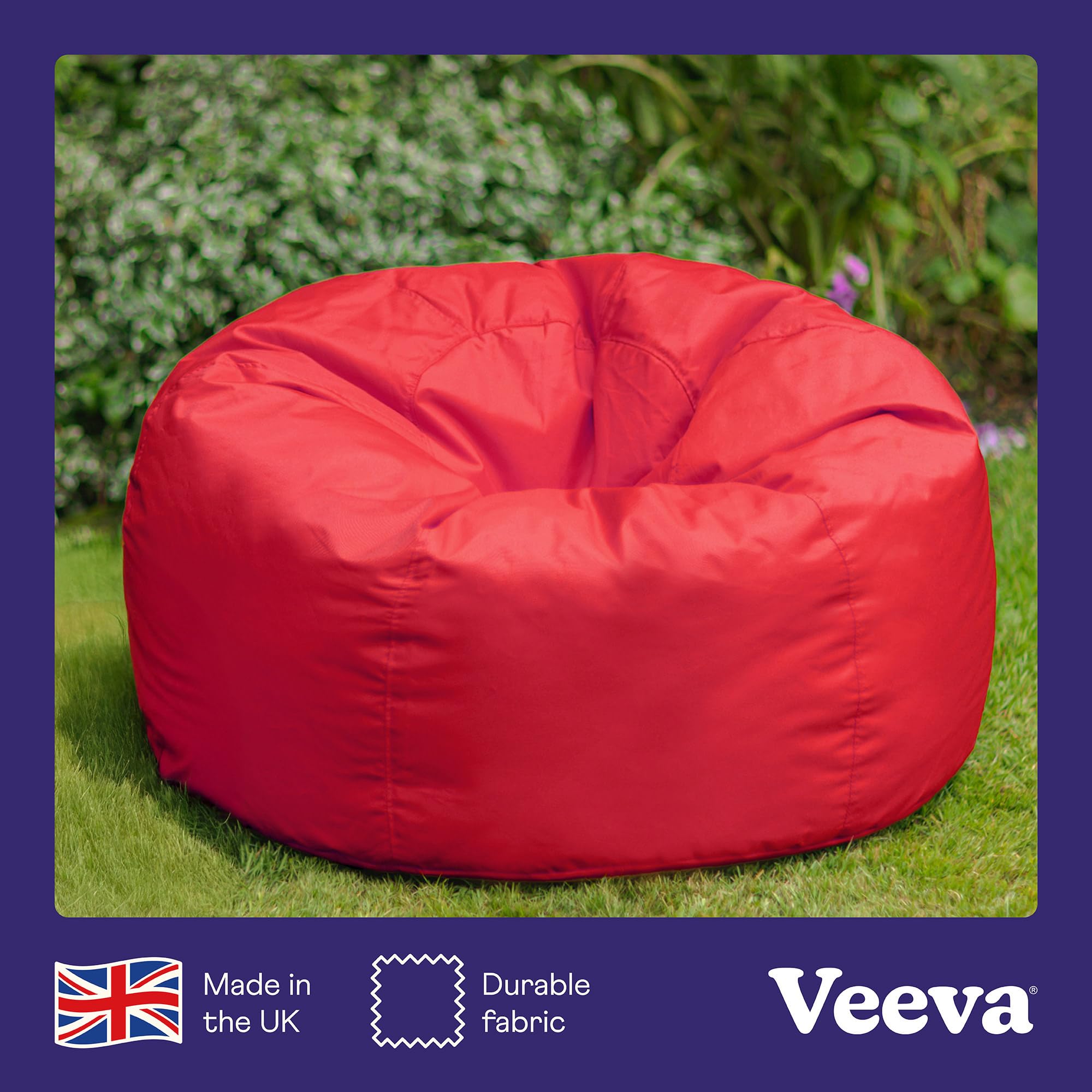 Bean Bag Bazaar Outdoor Bean Bag, Red, Water Resistant Fabric, Large Beanbag with Filling Included, Floor Chair, Garden Chair, Outdoor Seating, Garden