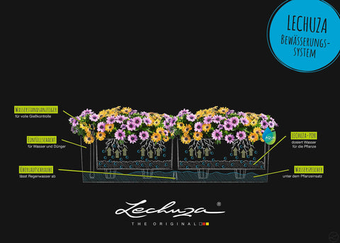 Lechuza BALCONERA Stone 80 Self Watering Planter Plastic Indoor/Outdoor Flower Plant Pot Table and Window Box with Drainage Hole H19 L79 W19 cm Stone