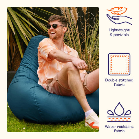 Bean Bag Bazaar Recliner Gaming Bean Bag Chair, Teal Green, Indoor Outdoor Water Resistant Fabric, Large Beanbag with Filling Included, Gaming Chair,